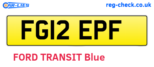 FG12EPF are the vehicle registration plates.