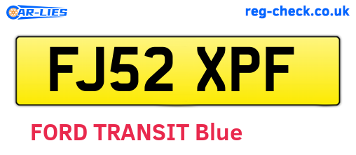 FJ52XPF are the vehicle registration plates.