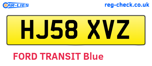 HJ58XVZ are the vehicle registration plates.