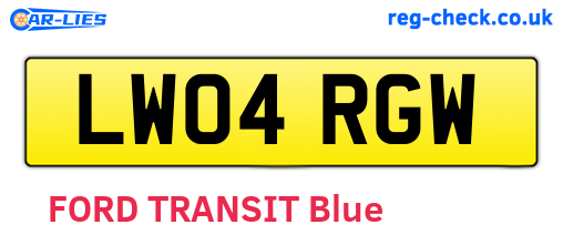 LW04RGW are the vehicle registration plates.