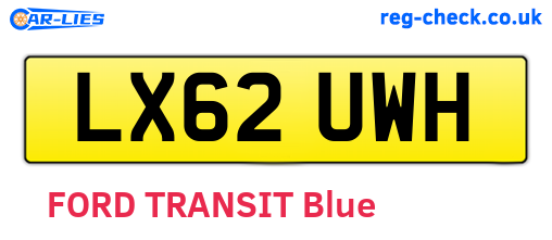 LX62UWH are the vehicle registration plates.