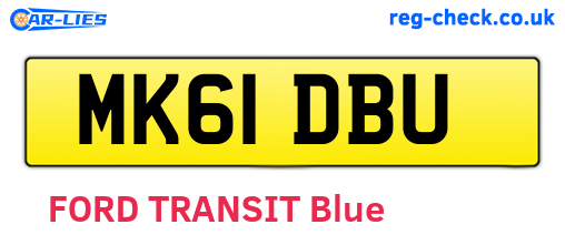 MK61DBU are the vehicle registration plates.