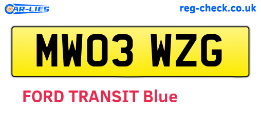 MW03WZG are the vehicle registration plates.
