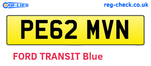 PE62MVN are the vehicle registration plates.