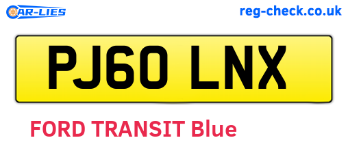 PJ60LNX are the vehicle registration plates.
