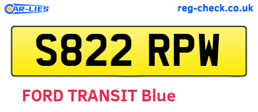 S822RPW are the vehicle registration plates.