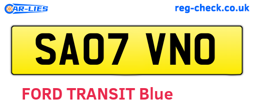 SA07VNO are the vehicle registration plates.