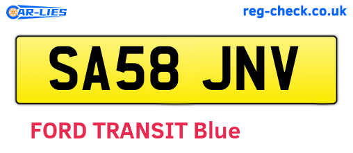 SA58JNV are the vehicle registration plates.