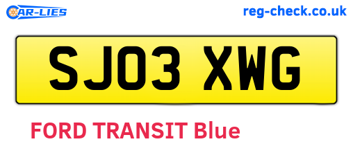 SJ03XWG are the vehicle registration plates.