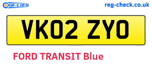 VK02ZYO are the vehicle registration plates.