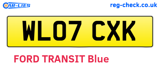 WL07CXK are the vehicle registration plates.