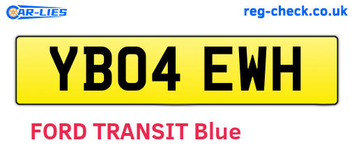 YB04EWH are the vehicle registration plates.
