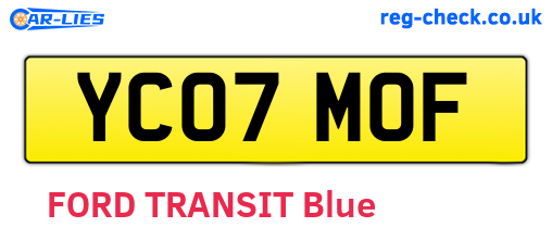YC07MOF are the vehicle registration plates.