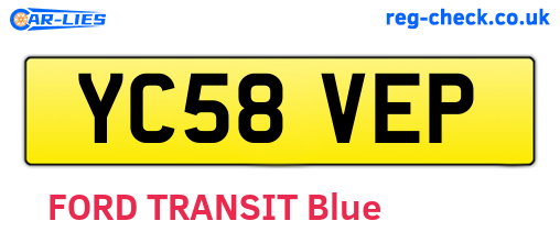 YC58VEP are the vehicle registration plates.