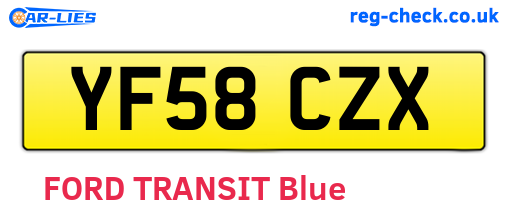 YF58CZX are the vehicle registration plates.