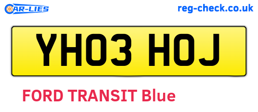 YH03HOJ are the vehicle registration plates.