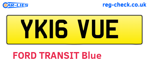 YK16VUE are the vehicle registration plates.
