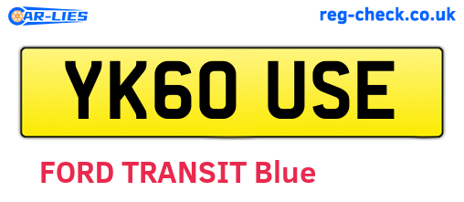 YK60USE are the vehicle registration plates.