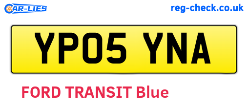 YP05YNA are the vehicle registration plates.