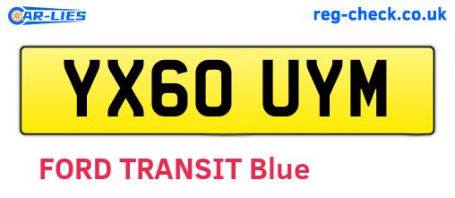 YX60UYM are the vehicle registration plates.