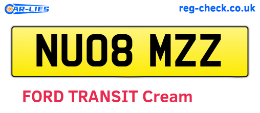 NU08MZZ are the vehicle registration plates.