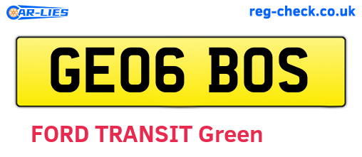 GE06BOS are the vehicle registration plates.