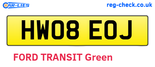 HW08EOJ are the vehicle registration plates.