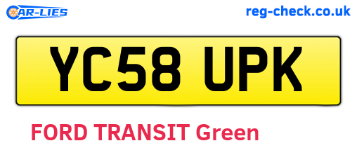 YC58UPK are the vehicle registration plates.