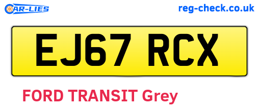 EJ67RCX are the vehicle registration plates.