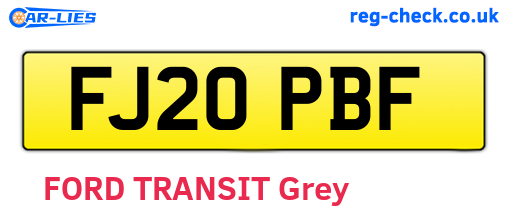 FJ20PBF are the vehicle registration plates.
