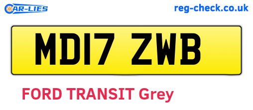 MD17ZWB are the vehicle registration plates.
