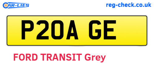 P20AGE are the vehicle registration plates.
