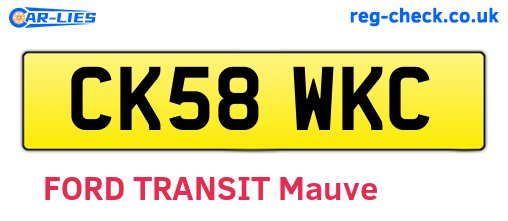 CK58WKC are the vehicle registration plates.