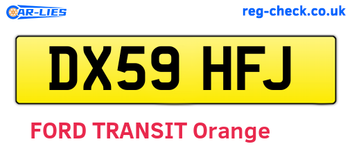 DX59HFJ are the vehicle registration plates.