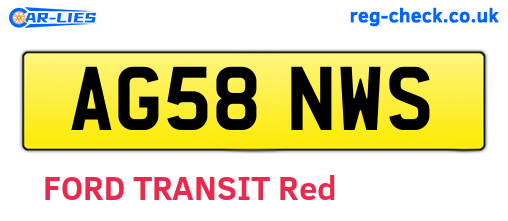 AG58NWS are the vehicle registration plates.