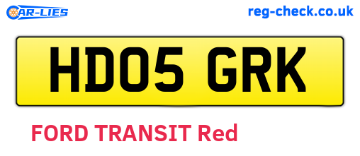 HD05GRK are the vehicle registration plates.