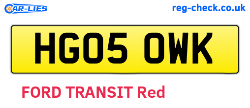 HG05OWK are the vehicle registration plates.
