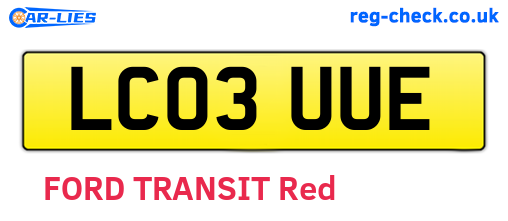 LC03UUE are the vehicle registration plates.