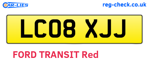 LC08XJJ are the vehicle registration plates.