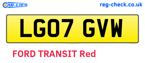 LG07GVW are the vehicle registration plates.