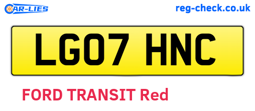 LG07HNC are the vehicle registration plates.