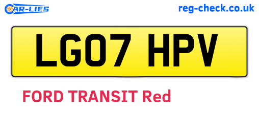 LG07HPV are the vehicle registration plates.