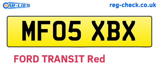 MF05XBX are the vehicle registration plates.