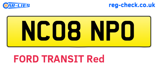 NC08NPO are the vehicle registration plates.