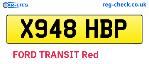 X948HBP are the vehicle registration plates.