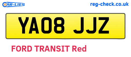YA08JJZ are the vehicle registration plates.