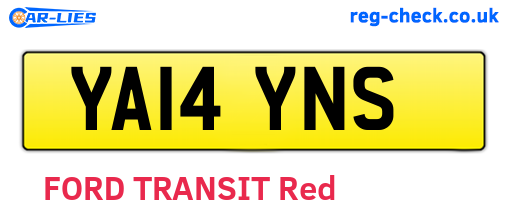 YA14YNS are the vehicle registration plates.