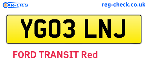 YG03LNJ are the vehicle registration plates.