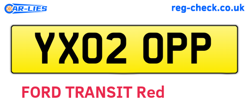 YX02OPP are the vehicle registration plates.