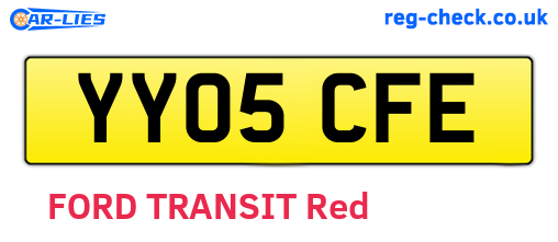 YY05CFE are the vehicle registration plates.